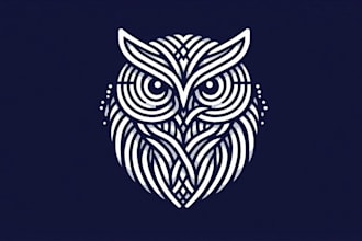 do awesome abstract owl linear mascot logo design