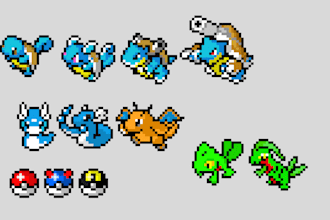 create custom pokemon pixel art sprite sheet fakemon pixel sprite sheet