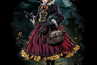 do awesome artwork for dark art, horror creepy illustration