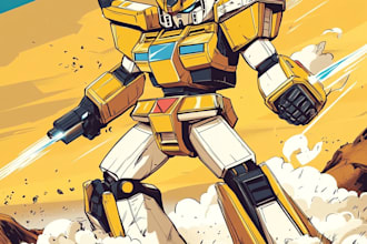 do gundam, transformers, mecha robot in anime manga style