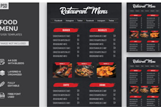 design food menu, restaurant menu, digital menu board and price list