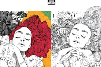 create vector doodle line art illustration in my style