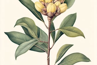 draw botanical illustration of flowers, plants, fruits