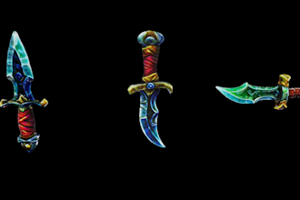 design 3d game character, weapon model texture animate for unity or unreal