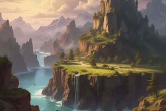 draw fantasy worlds illustration, environment concept art