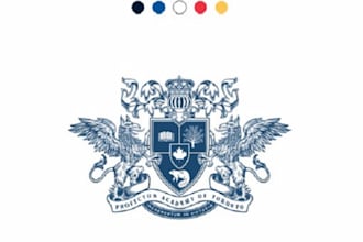 design a vintage hand drawn family crest or heraldic logo