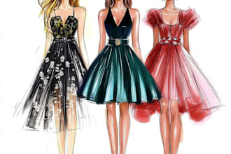 draw fashion illustration and sketch