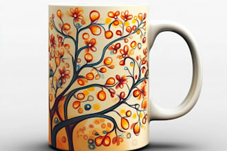 create a custom coffee mug design for merch