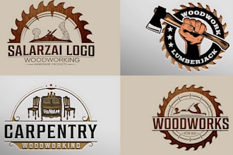 do awesome carpentry, furniture, and woodworking logo design