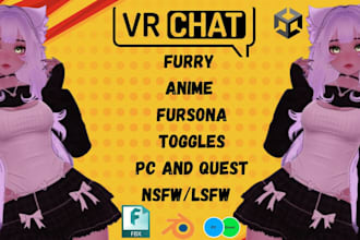 do custom vrchat 3d model furry avatar anime character design vrc nsfw fursona