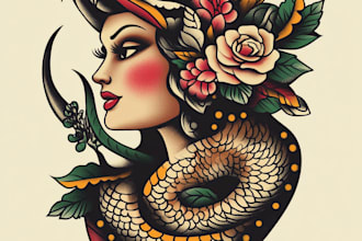 create awesome old school tattoo style design