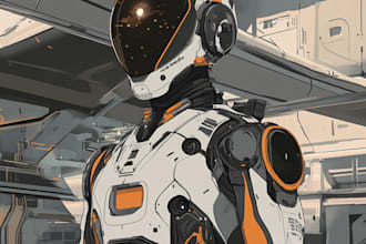 drawing a sci fi character illustration or sci fi character