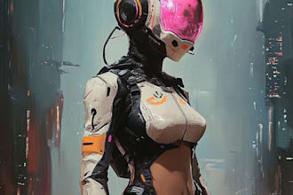 professional concept art for characters fantasy cyberpunk
