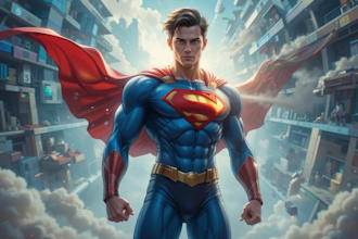 do superhero character design concept art for your comic