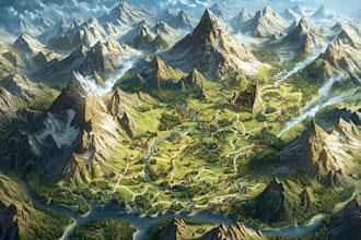 illustration map design 3d isometric fantasy map
