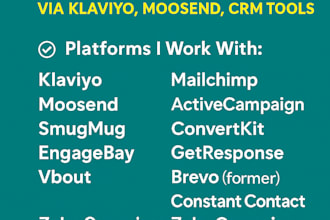 setup email marketing drip campaign via klaviyo moosend smugmug engagebay vbout