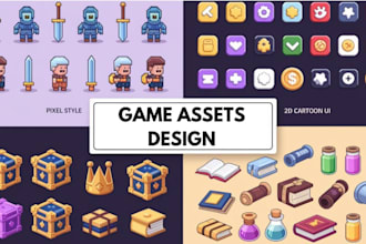 create spritesheet vtuber tile set game assets prop game UI pixel game art item
