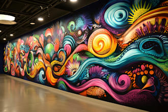 design graffiti art name with character or logo wall