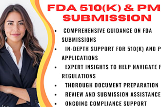 assist with fda 510 k and pma submissions for med devices