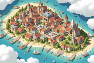draw a custom illustration map, isometric map illustration, event map, city map
