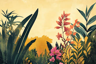 draw a botanical line art illustration