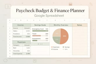 create paycheck budget, journal budget sheet, finance planner,google spreadsheet
