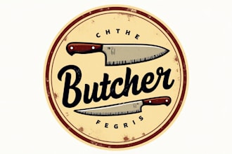 create an eye catching the butcher vintage logo with unlimited revisions