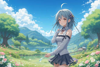 draw your anime style art and animated backgrounds art