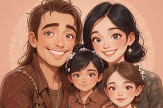 design a professional disney family portrait