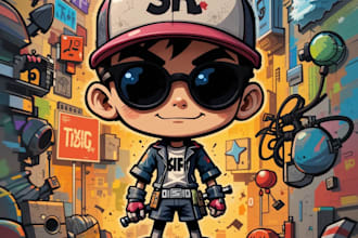 draw graffiti character, cool cartoon character