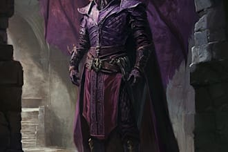 draw a fantasy dnd party character illustration