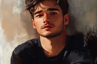 make hand draw realistic digital oil painting portrait