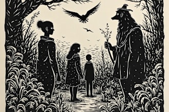 draw illustrations using linocut technique