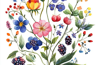 draw line art illustration botanical and flower beautifully