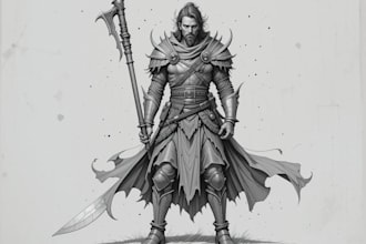 draw a fantasy character for dnd, pathfinder, etc