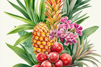 draw animal al botanical original tattoo design