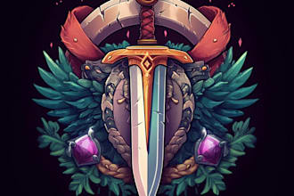 drawe fantasy game logo with cool unique magic style