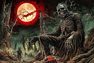 make dark art, horror or skull illustration tshirt design