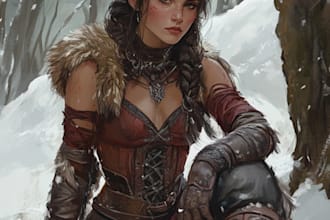 paint a character illustration in a fantasy world