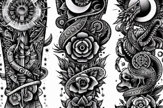 totally hand draw a custom tattoo sleeve design