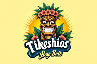 design outstanding tiki bar mascot logo for your company