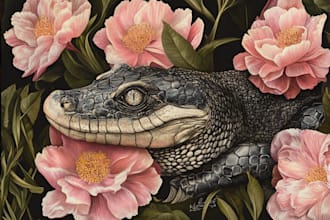 illustrate botanical and animal linocut illustration