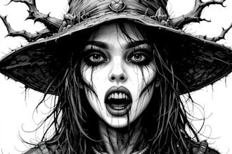 draw fantasy or dark creepy horror art illustration