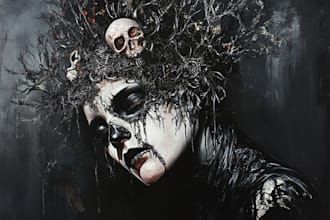 do an brutal, dark, horror, metal art illustration