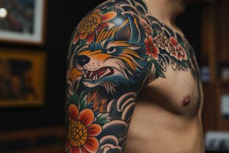create a tattoo design in american traditional style