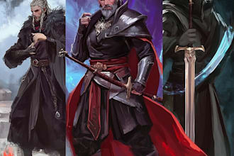 dnd art, character fantasy illustration for dnd party