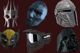 sculpt 3d mask, 3d helmet, custom cosplay mask, props 3d mask model for printing
