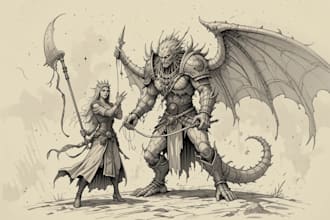 draw a dnd art party character, fantasy, monster, scifi art
