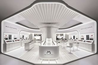 design cosmetics display retail trade show booth expo stand 3d exhibition stand