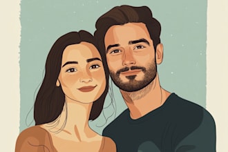 draw couple portrait illustration